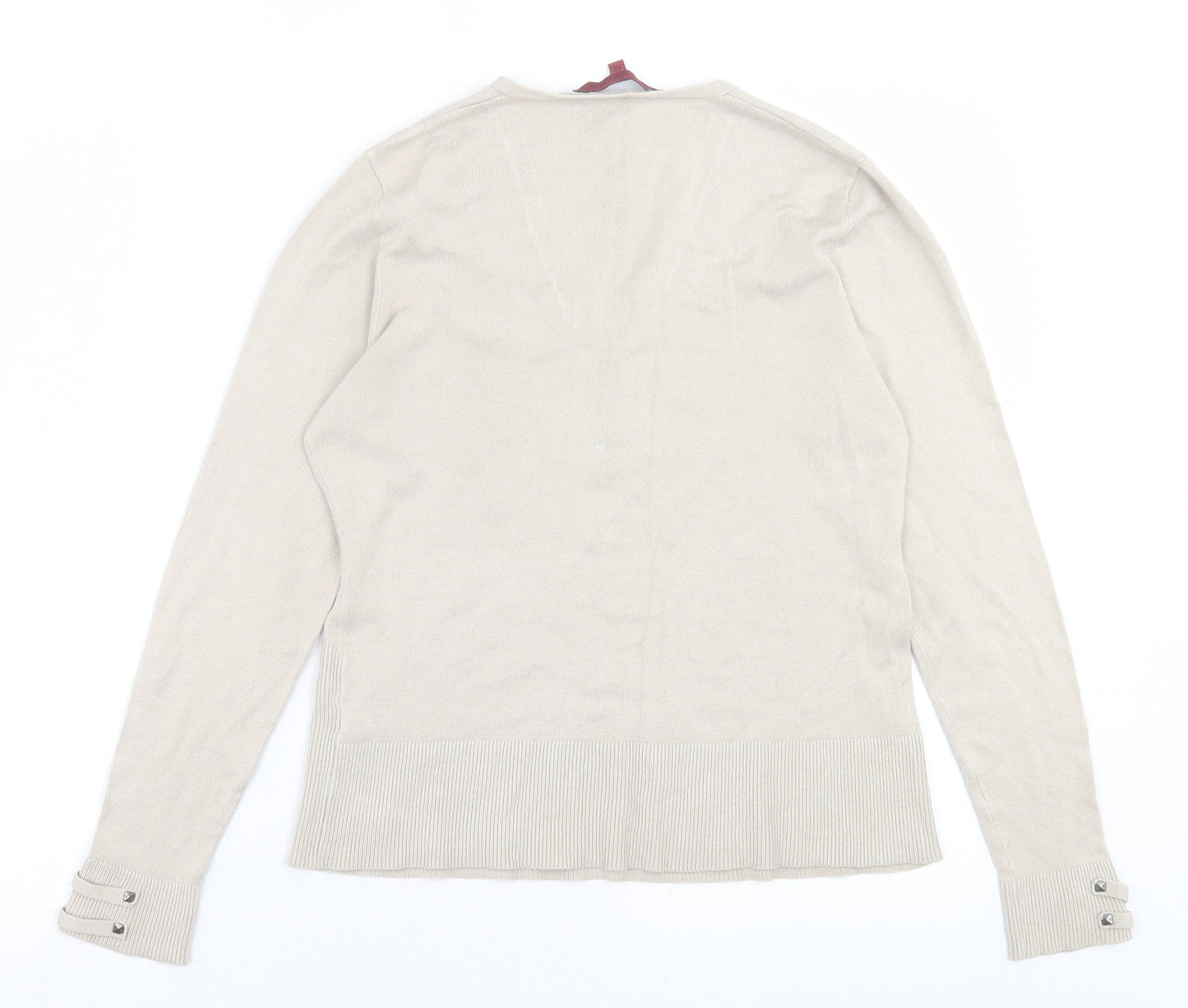 John Richmond Womens Ivory V-Neck  Viscose Pullover Jumper Size 12