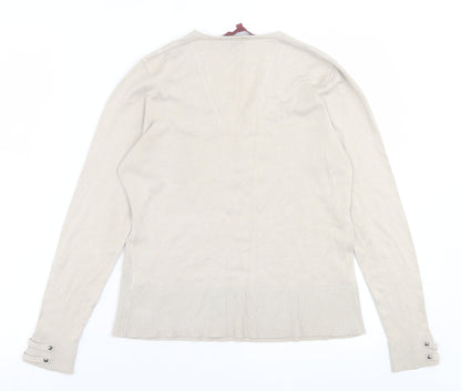 John Richmond Womens Ivory V-Neck  Viscose Pullover Jumper Size 12