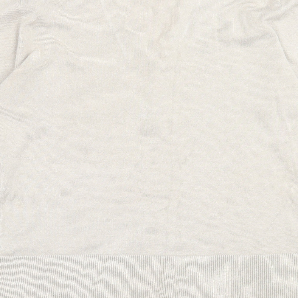 John Richmond Womens Ivory V-Neck  Viscose Pullover Jumper Size 12