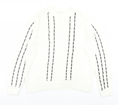 Womens UK Size M Papaya White Pullover Jumper