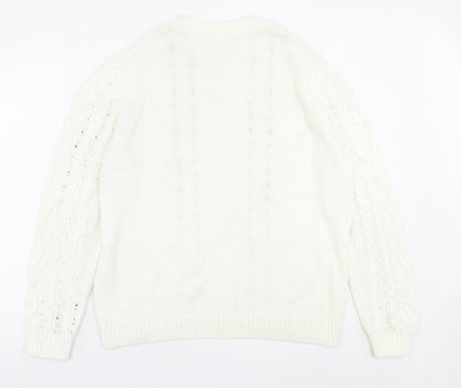 Womens UK Size M Papaya White Pullover Jumper