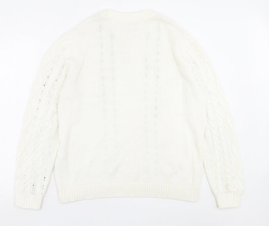 Womens UK Size M Papaya White Pullover Jumper