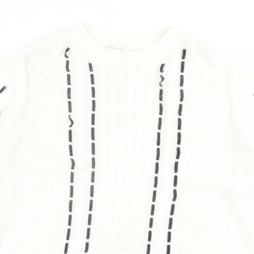 Womens UK Size M Papaya White Pullover Jumper