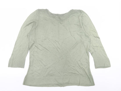 Original Womens Green Boat Neck  Acrylic Pullover Jumper Size 16