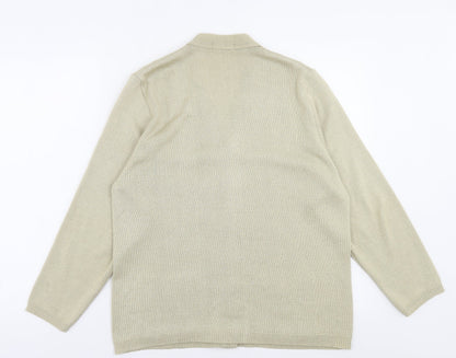 prewron Womens Beige V-Neck  Acrylic Cardigan Jumper Size M