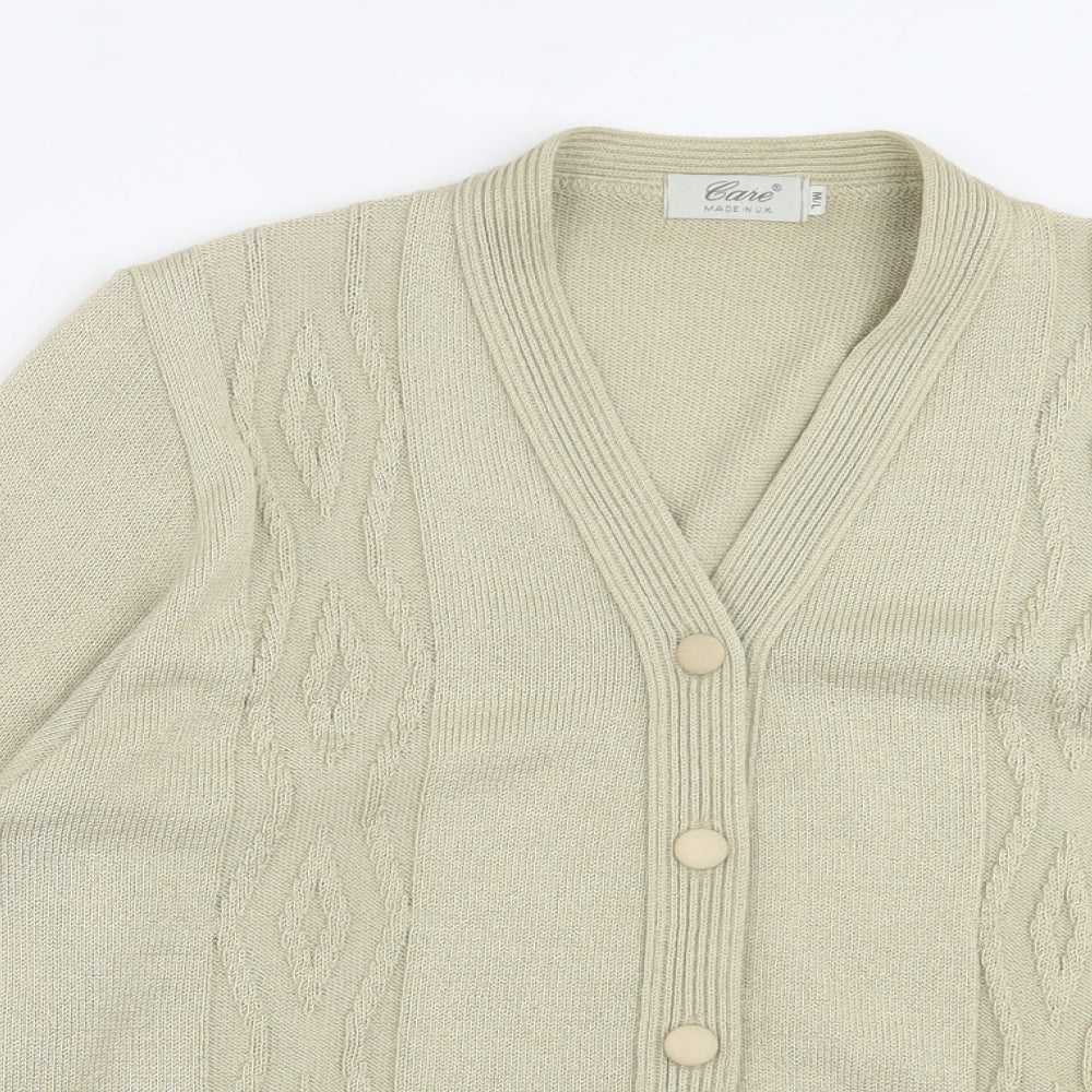 prewron Womens Beige V-Neck  Acrylic Cardigan Jumper Size M