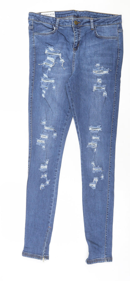 EMULATE Womens Blue  Cotton Skinny Jeans Size 34 in L32 in Regular Button