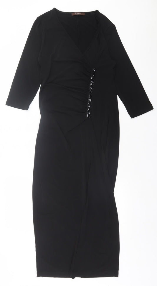 Savoir Womens Black  Polyester A-Line  Size 12  V-Neck Pullover