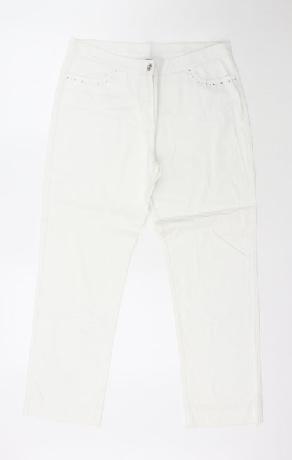 Via Veneto Womens White  Cotton Straight Jeans Size 14 L25 in Regular