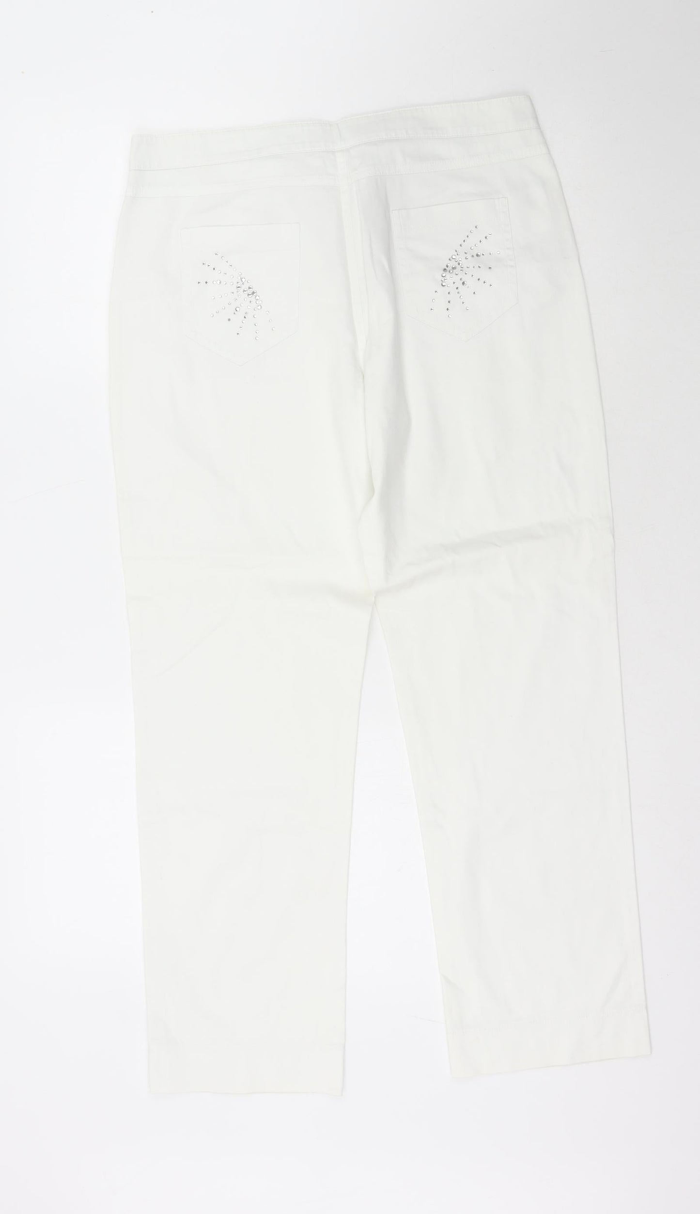 Via Veneto Womens White  Cotton Straight Jeans Size 14 L25 in Regular