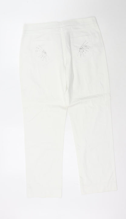 Via Veneto Womens White  Cotton Straight Jeans Size 14 L25 in Regular
