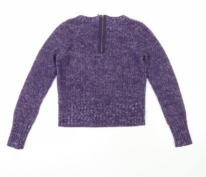 Preworn Womens Purple Crew Neck  Wool Pullover Jumper Size L