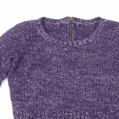 Preworn Womens Purple Crew Neck  Wool Pullover Jumper Size L