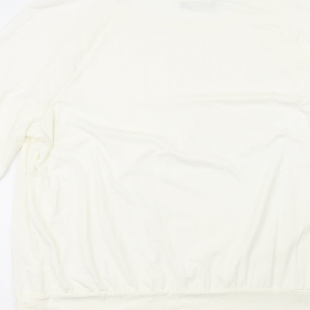 F&F Womens White Scoop Neck  Polyester Pullover Jumper Size 14