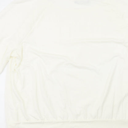 F&F Womens White Scoop Neck  Polyester Pullover Jumper Size 14