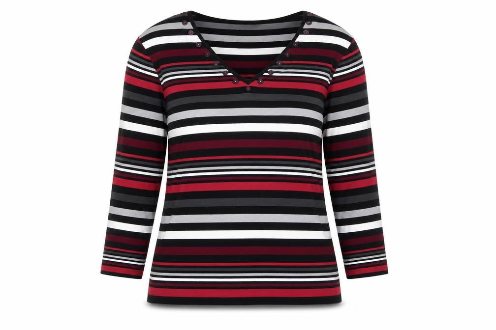 Country Casuals Womens Multicoloured V-Neck Striped Viscose Pullover Jumper Size XL