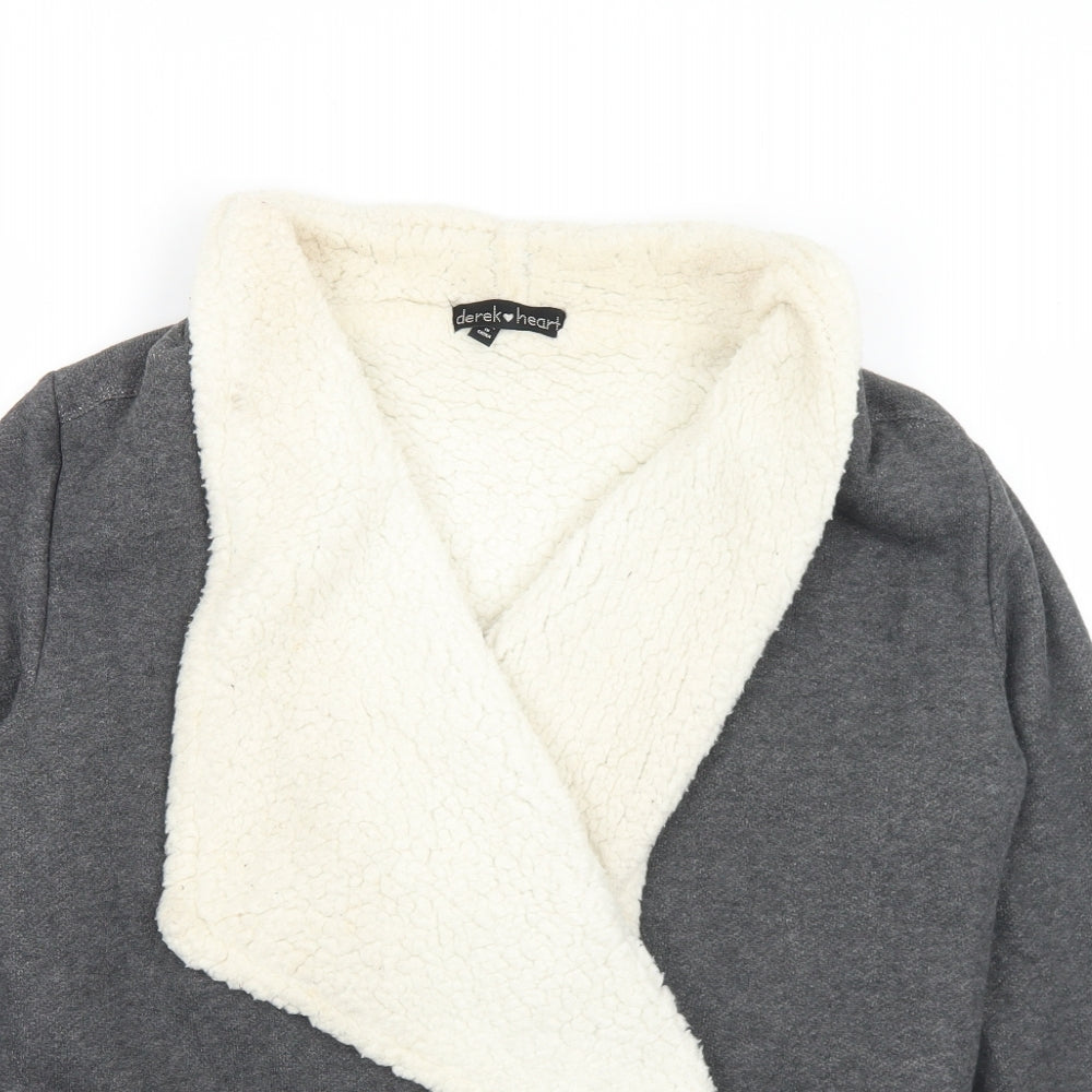 Womens UK Size M Derek Heart Grey Cardigan Jumper