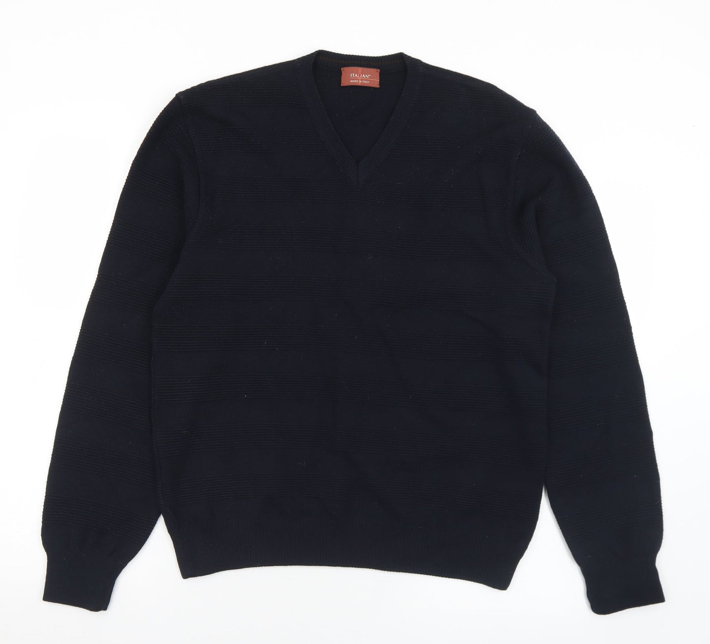 Marks and Spencer Mens Blue V-Neck  Acrylic Pullover Jumper Size S