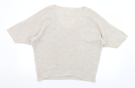 Womens UK Size M Preworn Beige Pullover Jumper