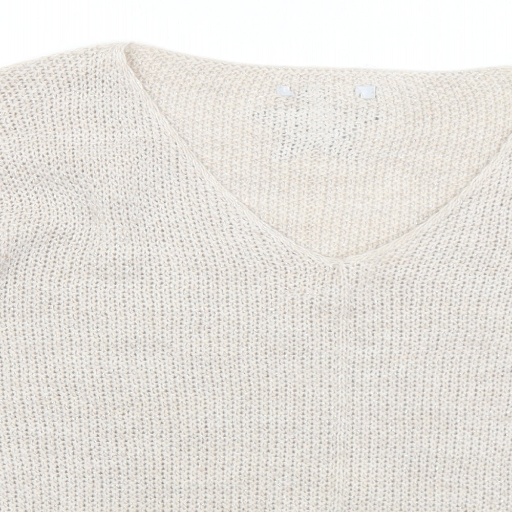 Womens UK Size M Preworn Beige Pullover Jumper