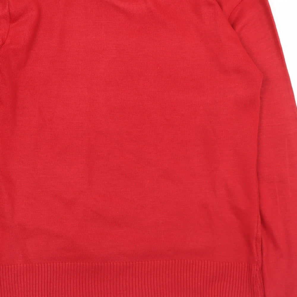 Yabisi Womens Red Round Neck  Acrylic Pullover Jumper Size M