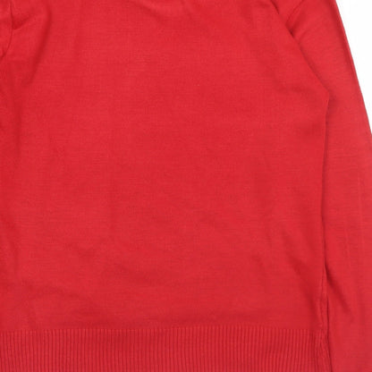 Yabisi Womens Red Round Neck  Acrylic Pullover Jumper Size M