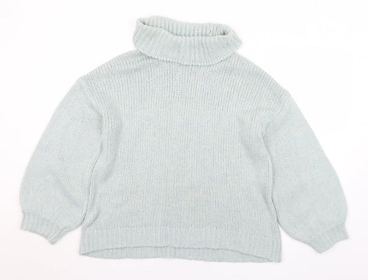 TU Womens Blue Roll Neck  Acrylic Pullover Jumper Size 14