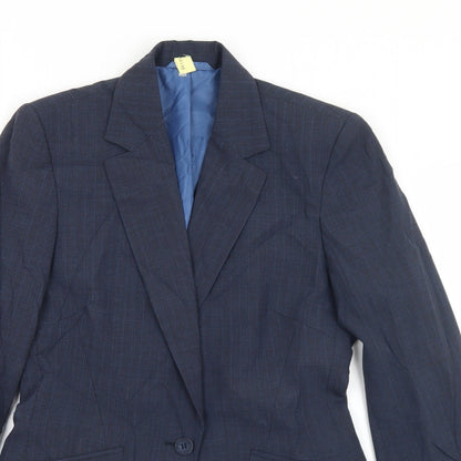 NEXT Womens Grey Pinstripe Wool Jacket Suit Jacket Size 10