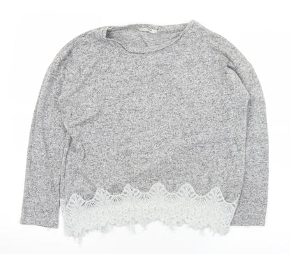 George Womens Grey Round Neck  Viscose Pullover Jumper Size 10