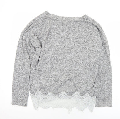 George Womens Grey Round Neck  Viscose Pullover Jumper Size 10