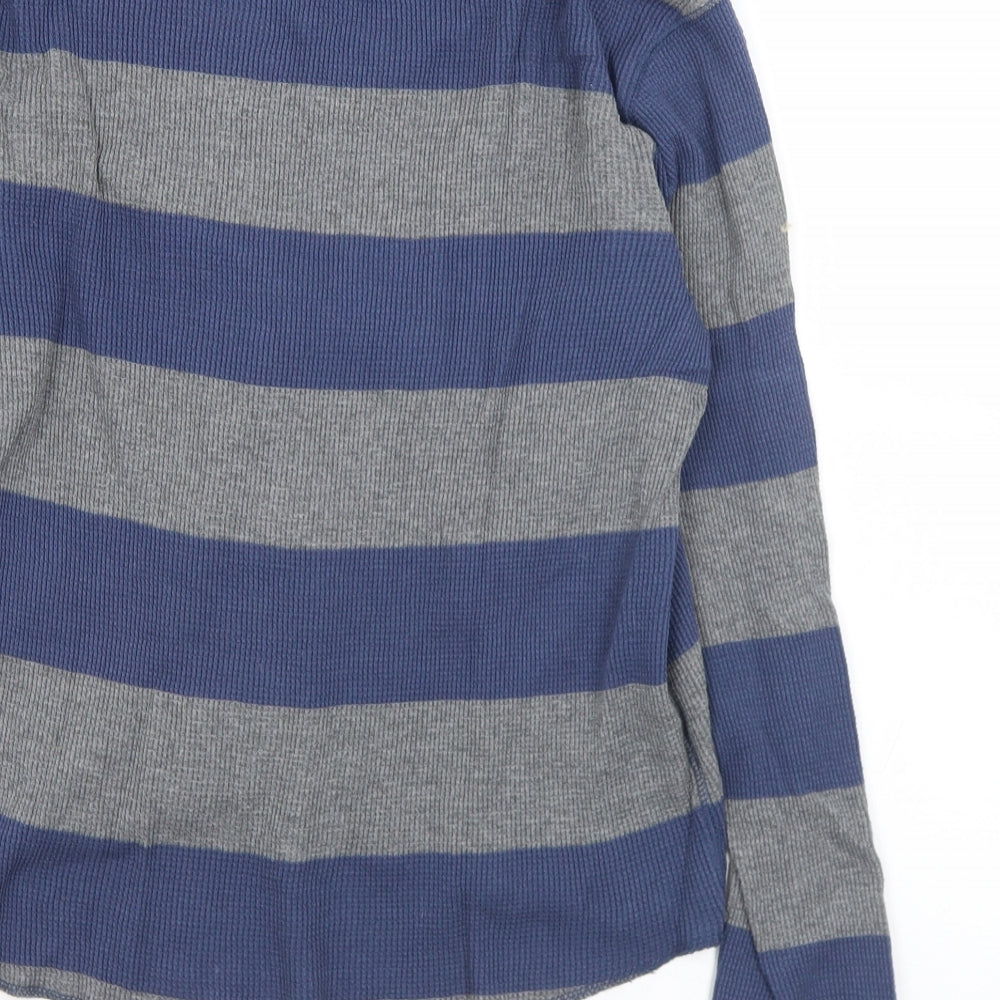 Gap Mens Grey Crew Neck Striped Cotton Pullover Jumper Size S