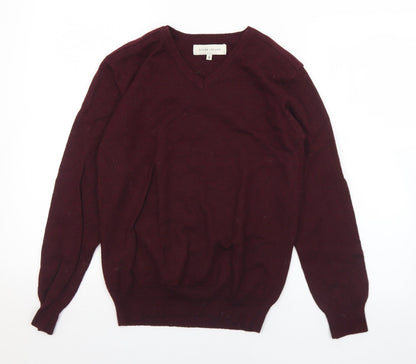 River Island Mens Purple V-Neck  Wool Pullover Jumper Size S