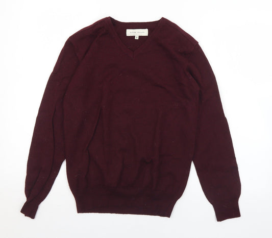 River Island Mens Purple V-Neck  Wool Pullover Jumper Size S