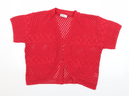 Womens UK Size M CHIC Red Cardigan Jumper