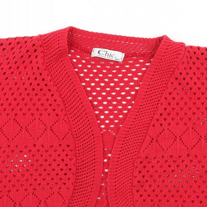 Womens UK Size M CHIC Red Cardigan Jumper