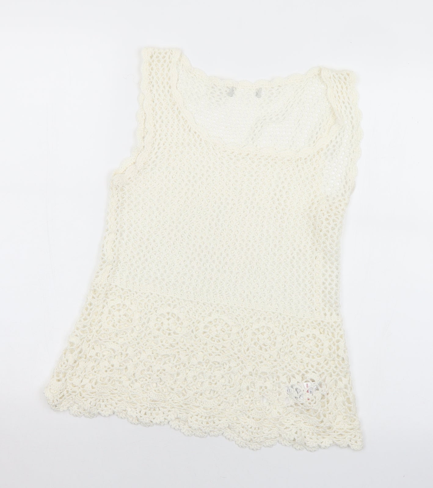 Womens UK Size 12 Peacocks White Vest Jumper