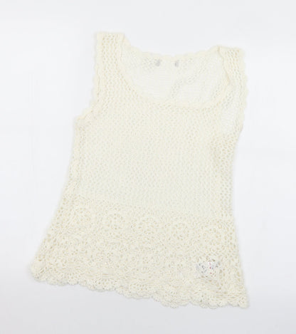 Womens UK Size 12 Peacocks White Vest Jumper