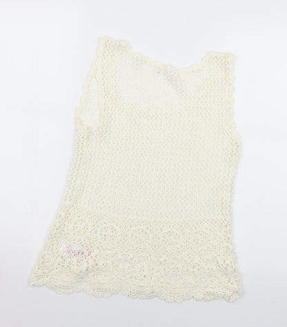 Womens UK Size 12 Peacocks White Vest Jumper