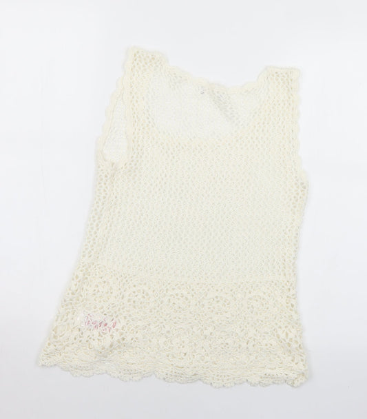 Womens UK Size 12 Peacocks White Vest Jumper