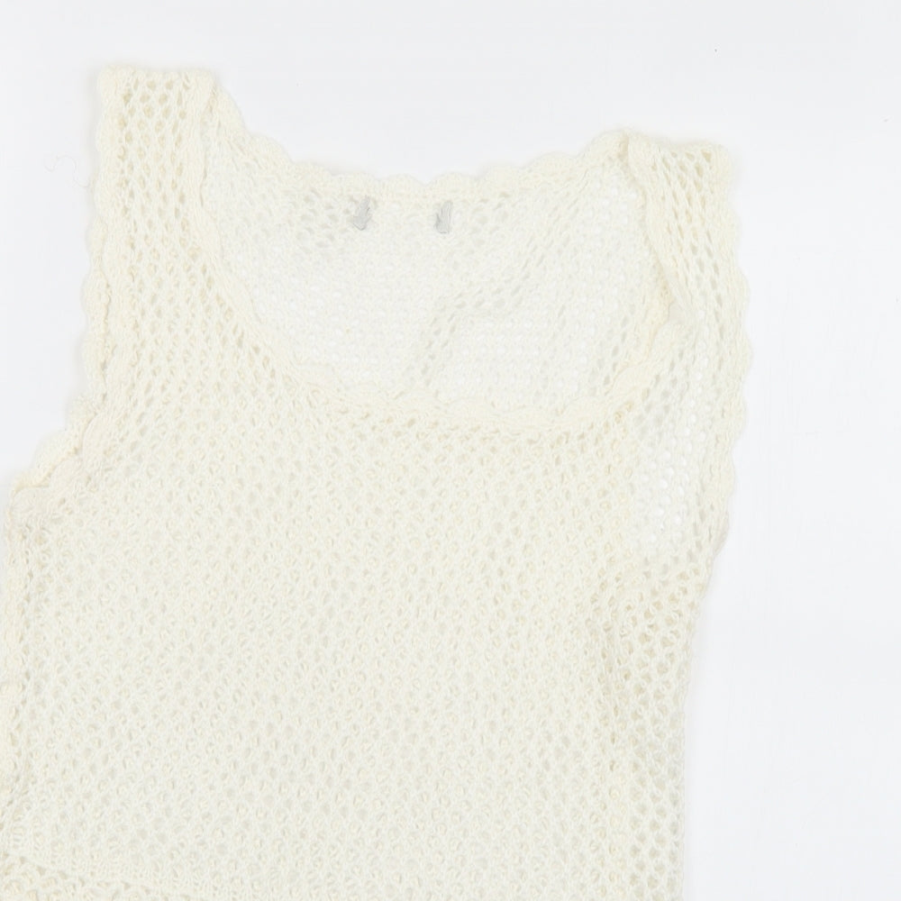 Womens UK Size 12 Peacocks White Vest Jumper