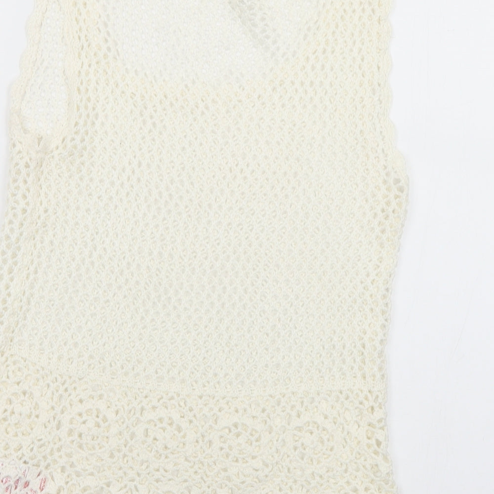 Womens UK Size 12 Peacocks White Vest Jumper