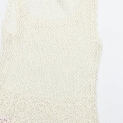 Womens UK Size 12 Peacocks White Vest Jumper