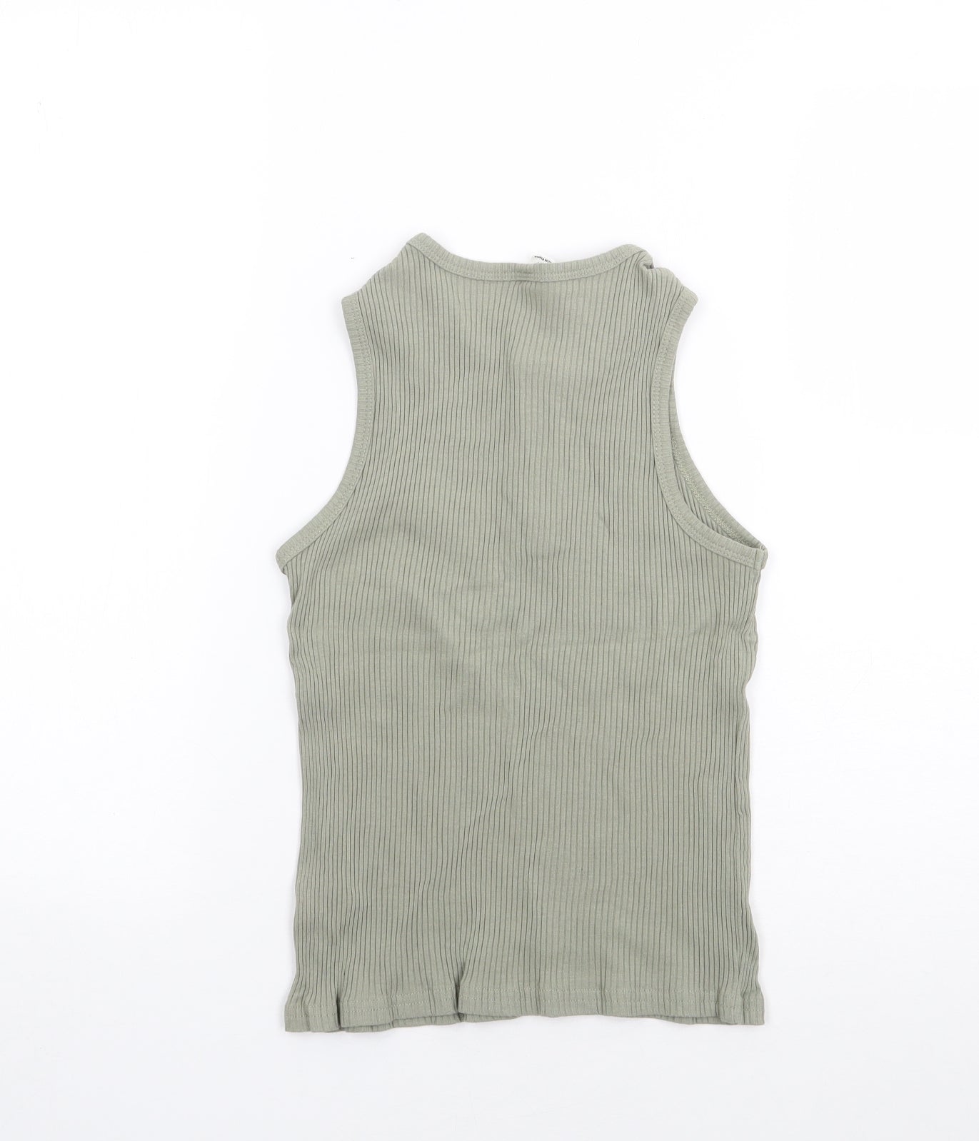 SheIn Girls Green  Cotton Jersey Tank Size 9 Years Round Neck Pullover - Ribbed