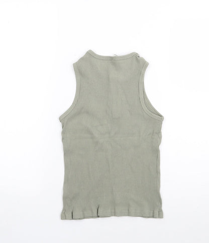 SheIn Girls Green  Cotton Jersey Tank Size 9 Years Round Neck Pullover - Ribbed