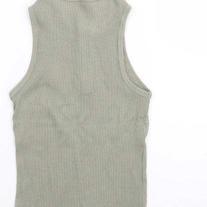 SheIn Girls Green  Cotton Jersey Tank Size 9 Years Round Neck Pullover - Ribbed