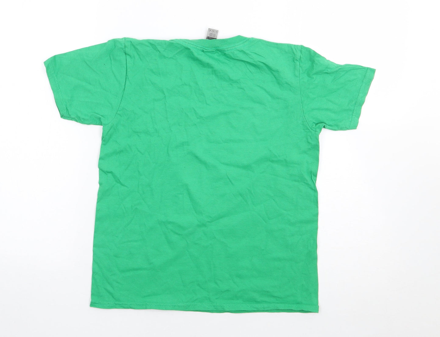 Gildan Boys Green  100% Cotton Jersey T-Shirt Size L Crew Neck Pullover - Ireland