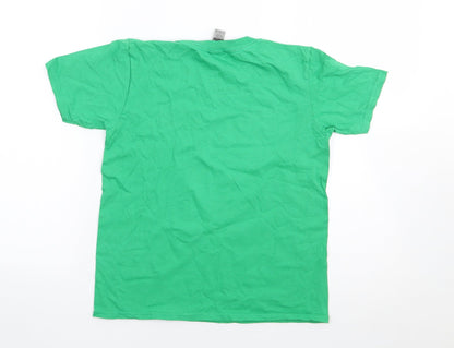 Gildan Boys Green  100% Cotton Jersey T-Shirt Size L Crew Neck Pullover - Ireland