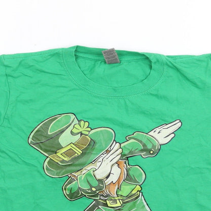 Gildan Boys Green  100% Cotton Jersey T-Shirt Size L Crew Neck Pullover - Ireland