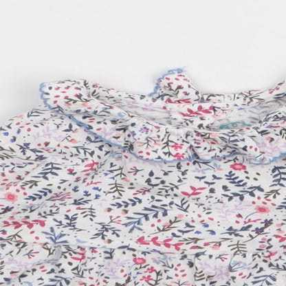 Leigh Tucker Girls Multicoloured Floral 100% Cotton Jersey T-Shirt Size 3-6 Months Collared Pullover