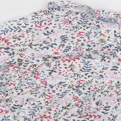 Leigh Tucker Girls Multicoloured Floral 100% Cotton Jersey T-Shirt Size 3-6 Months Collared Pullover
